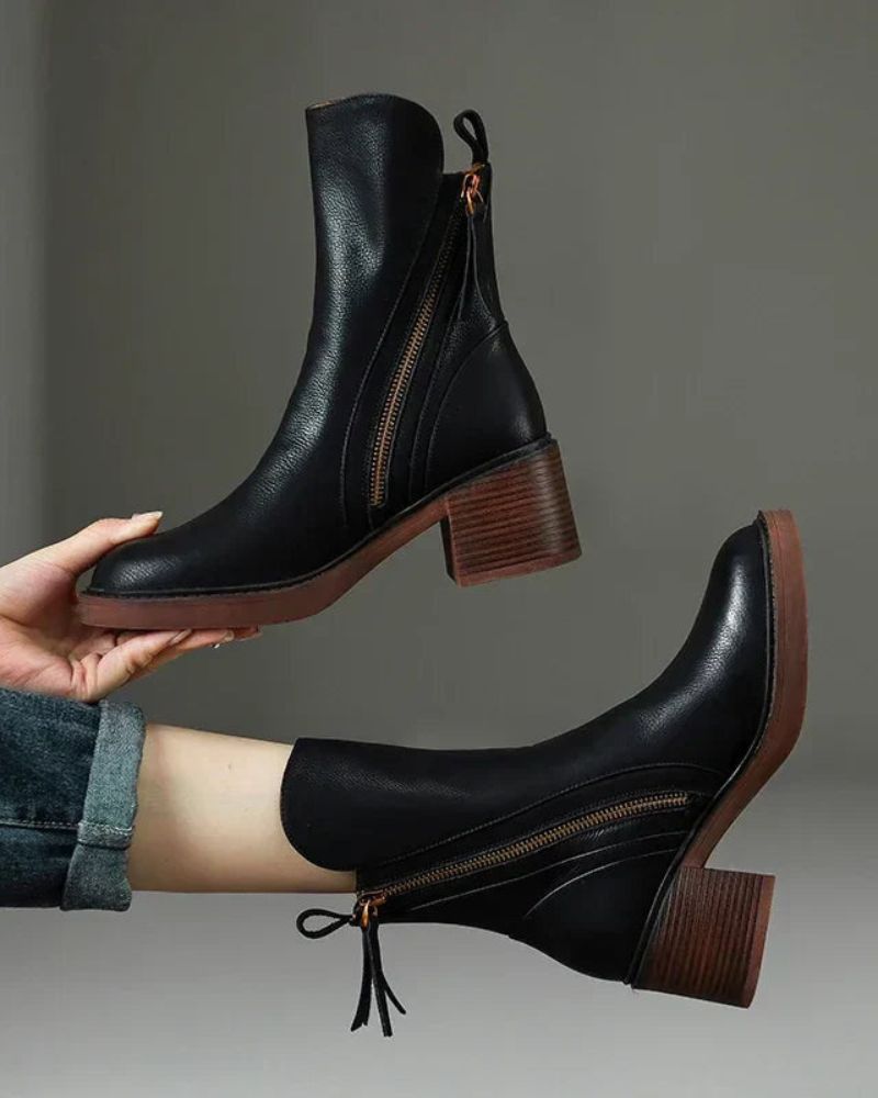 Valorine | Botine elegante din piele ecologică cu toc confortabil
