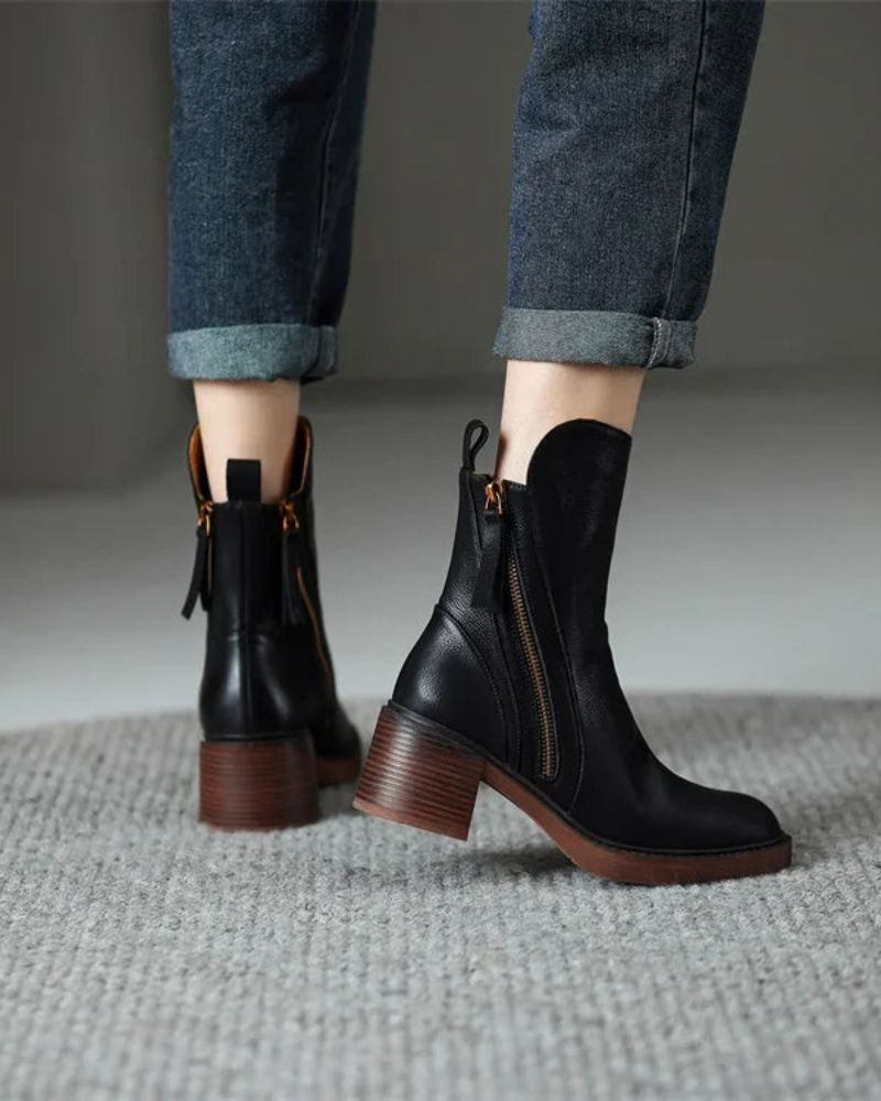 Valorine | Botine elegante din piele ecologică cu toc confortabil