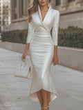 Cosmina – Rochie Satinată cu Decolteu în V