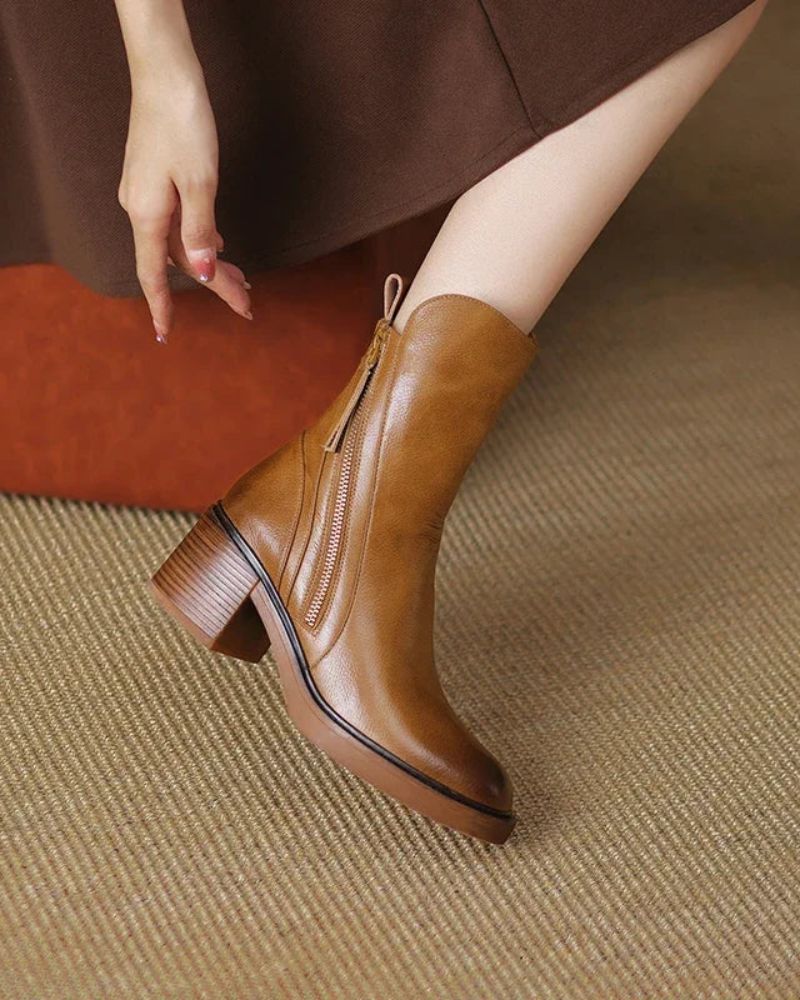 Valorine | Botine elegante din piele ecologică cu toc confortabil