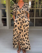 Felicia – Rochie Maxi cu Imprimeu Leopard