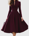 Lavinia – Rochie Midi Bordo cu Decolteu în V