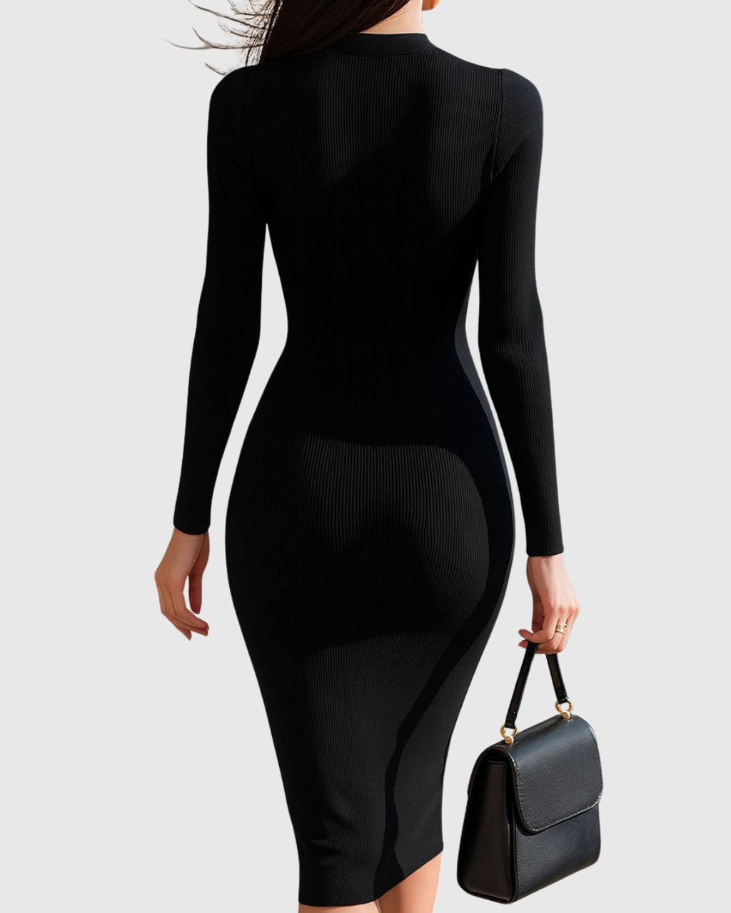Cerasela – Rochie Midi Tricotată cu Fermoar