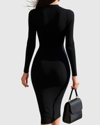 Cerasela – Rochie Midi Tricotată cu Fermoar