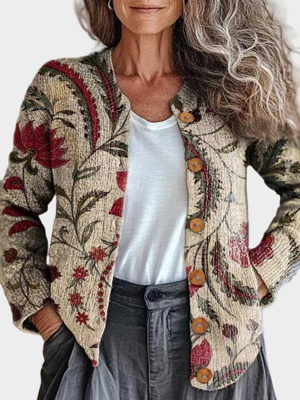 Perla - Cardigan cu model floral inspirat de natură