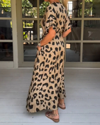 Felicia – Rochie Maxi cu Imprimeu Leopard
