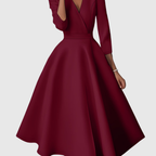Ruxandra – Rochie Midi cu Talie Înaltă și Mâneci Bufante