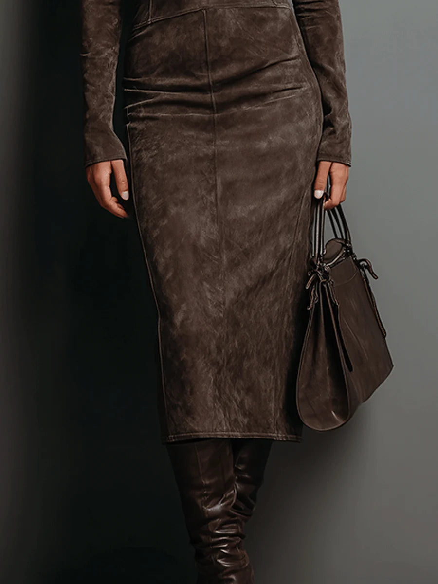 Susana – Rochie midi lungă maro