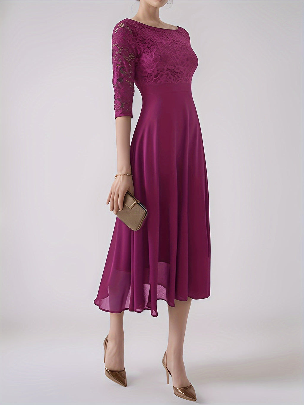 Clara – Rochie de Seară Bleumarin cu Dantelă