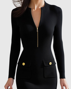 Cerasela – Rochie Midi Tricotată cu Fermoar