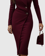 Antonia – Rochie Midi Bordo Petrecută cu Nasturi