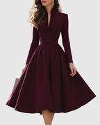 Lavinia – Rochie Midi Bordo cu Decolteu în V