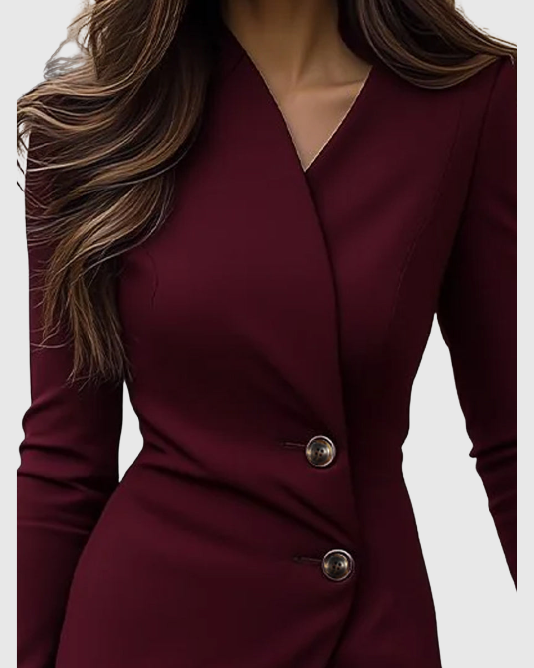 Antonia – Rochie Midi Bordo Petrecută cu Nasturi
