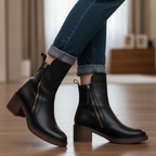 Valorine | Botine elegante din piele ecologică cu toc confortabil