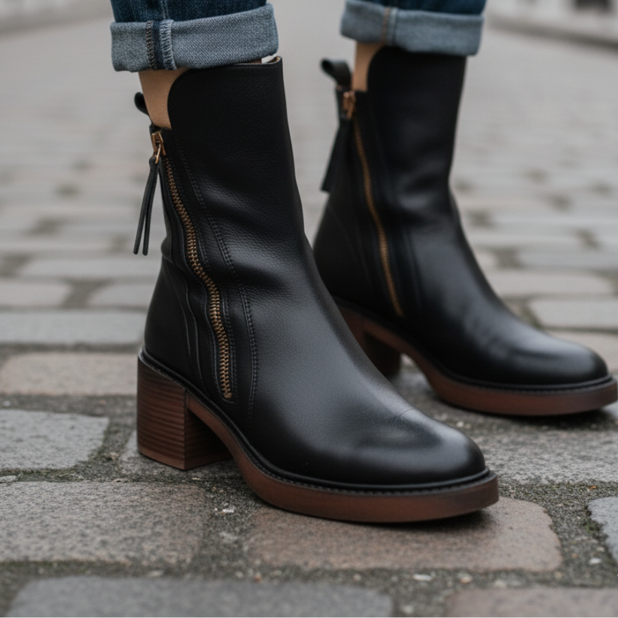 Valorine | Botine elegante din piele ecologică cu toc confortabil