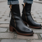 Valorine | Botine elegante din piele ecologică cu toc confortabil
