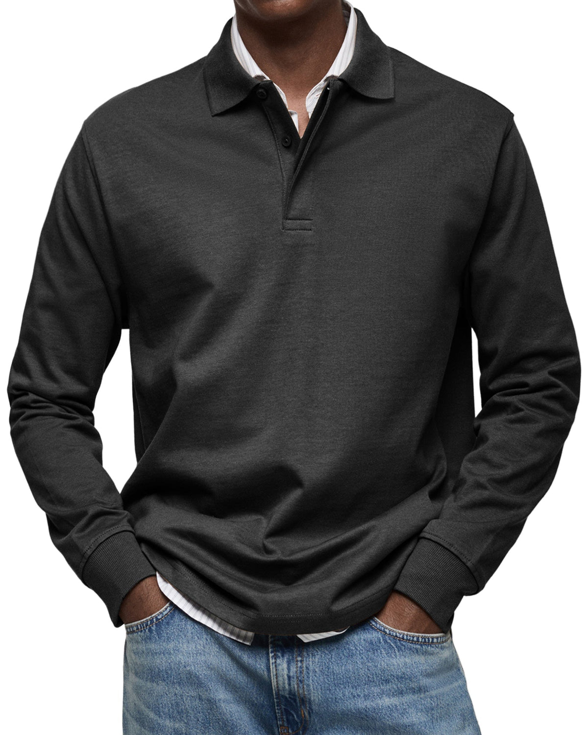Adrián | Cămașă polo de lux cu mânecă lungă