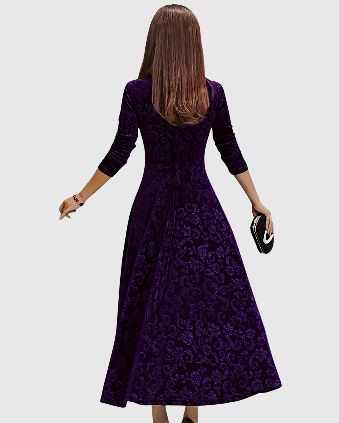 Nicoleta – Rochie Midi Florală din Catifea