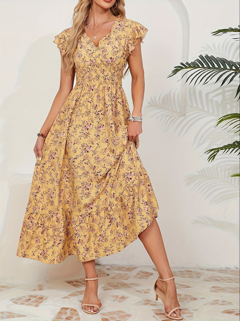 Mihaela – Rochie Florală cu Fante