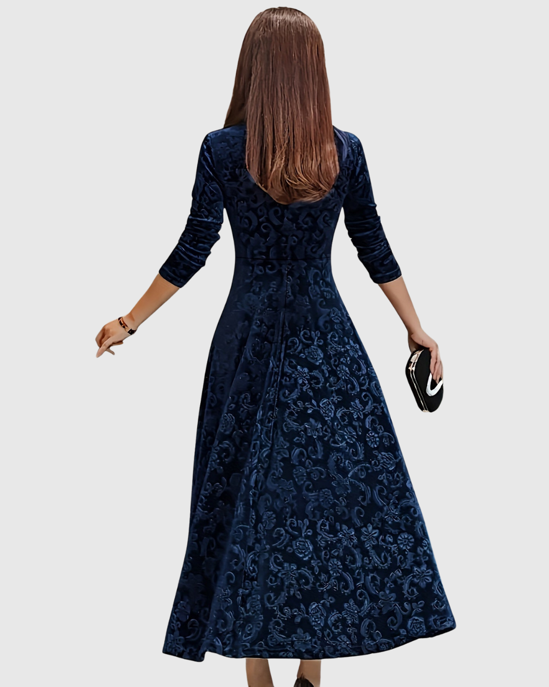 Nicoleta – Rochie Midi Florală din Catifea