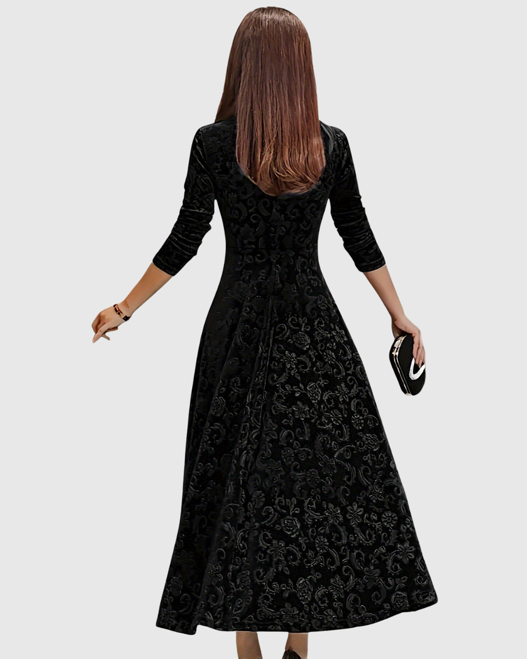 Nicoleta – Rochie Midi Florală din Catifea
