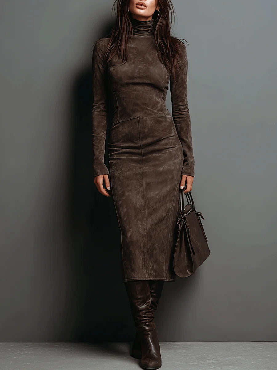 Susana – Rochie midi lungă maro