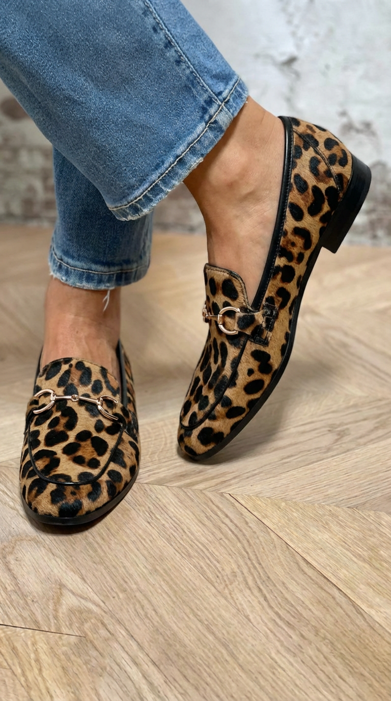 Adriana - Mocasin îndrăzneț cu imprimeu leopard