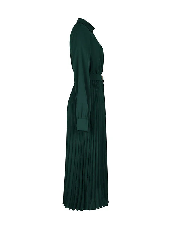 Elina – Rochie de Damă Elegantă Midi Plisată cu Mâneci Lungi