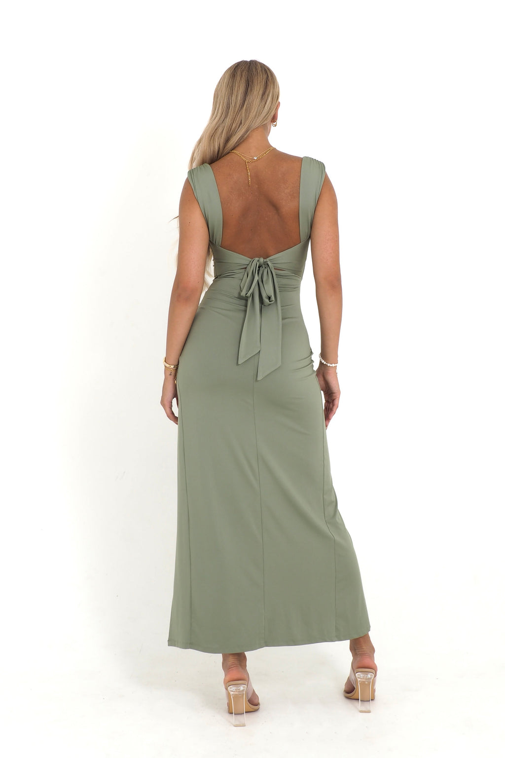 Ramona – Rochie Maxi Verde cu Croi Sculptat