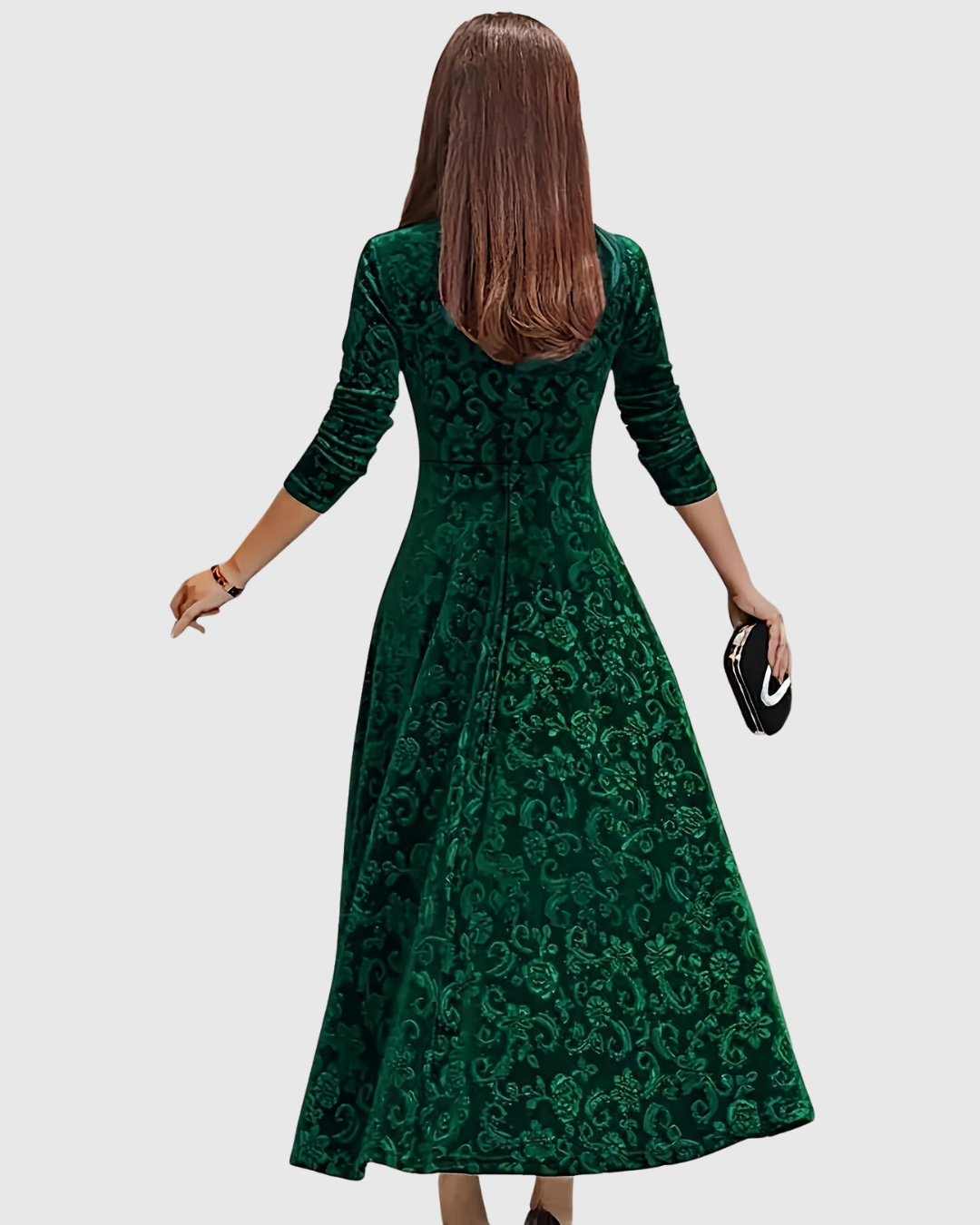 Nicoleta – Rochie Midi Florală din Catifea