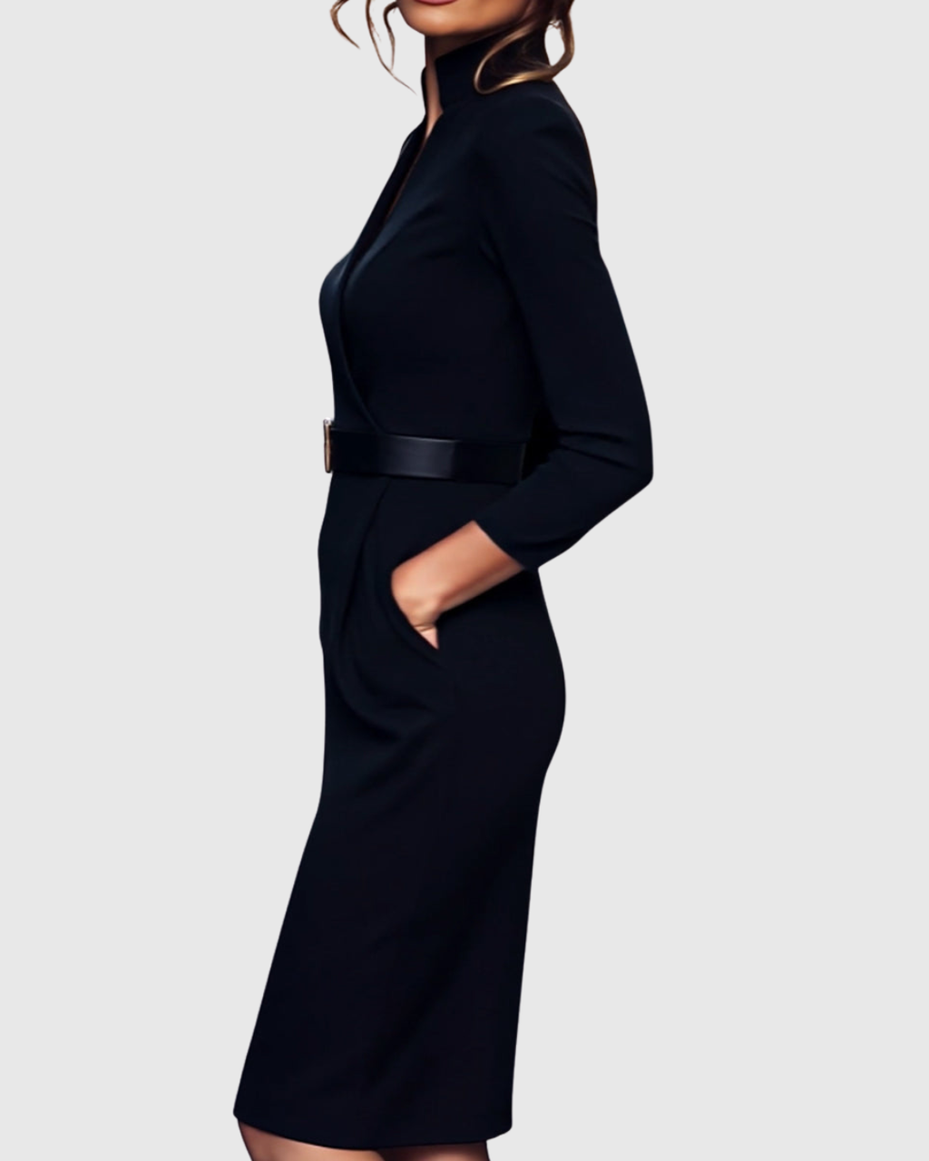 Felicia – Rochie Midi Tip Creion cu Curea