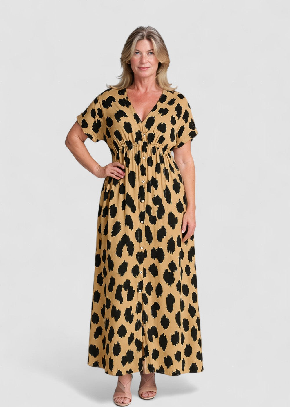 Felicia – Rochie Maxi cu Imprimeu Leopard