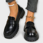 Mocasi femeie cu design anatomic și toc din satin
