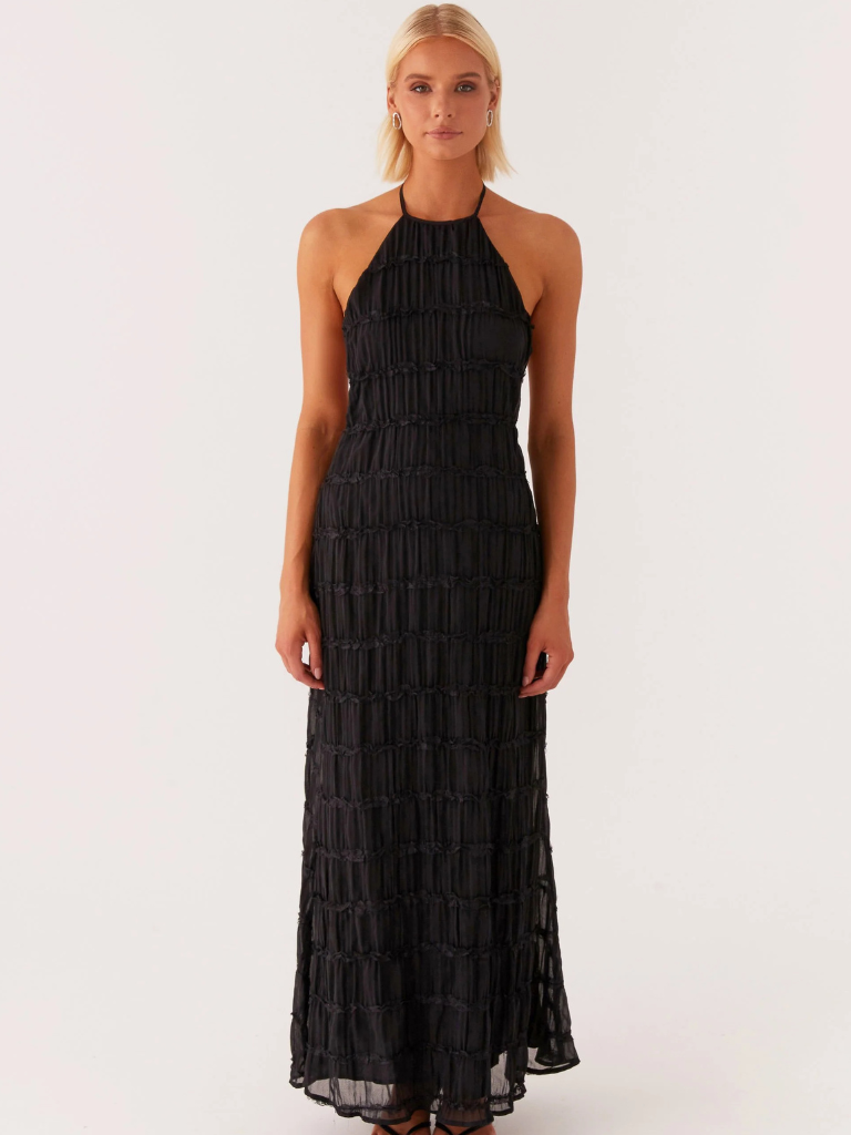 Cătălina – Rochie Maxi Neagră Halter