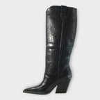 Miryana - Botine cu Model Croco și Toc Elegant