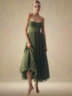 Casandra – Rochie Midi Plisată cu Aer Romantic
