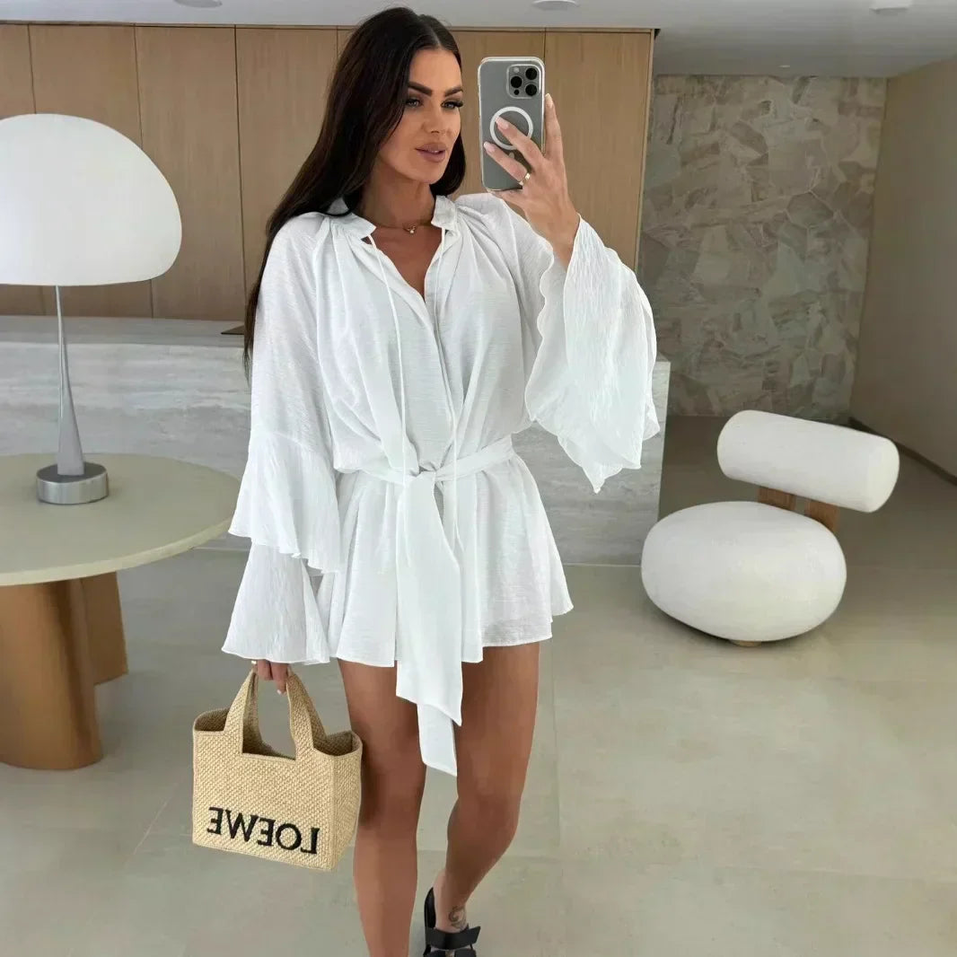 Dina – Rochie Cămașă cu Curea