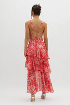 Monica – Rochie Midi cu Volane și Spate Deschis