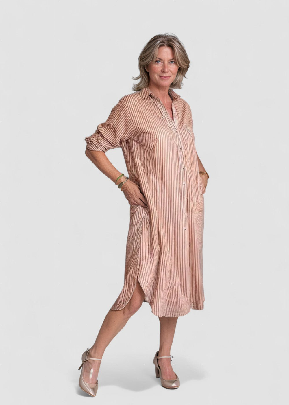 Alina – Rochie Cămașă cu Dungi