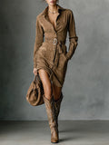 Clara – Rochie midi cu mânecă lungă