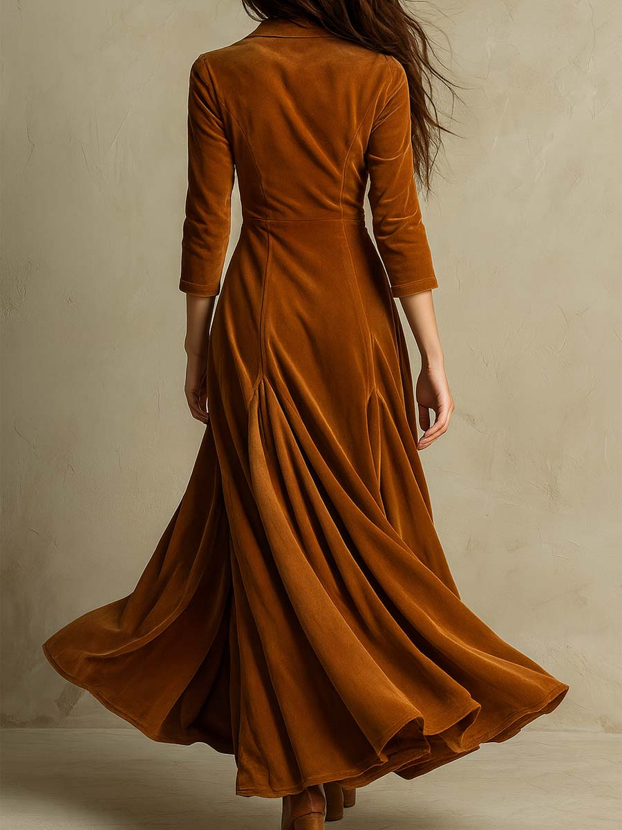 Veronica – Rochie din Catifea Tip Sacou, Stil Retro