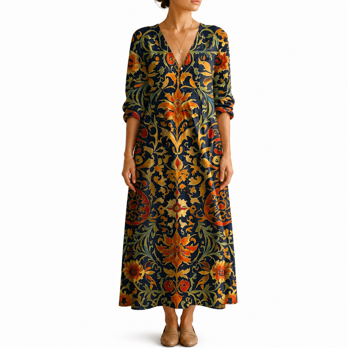 Adriana – Rochie Artistică cu Dungi Colorate