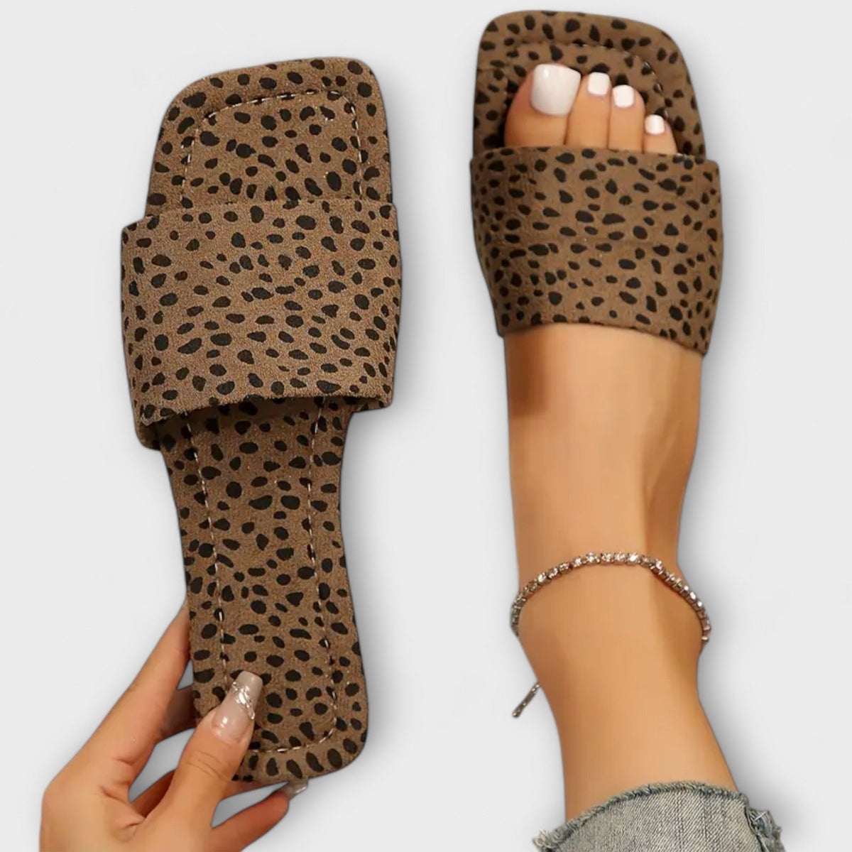 Yasmina - Mocasinii plat cu imprimeu leopard