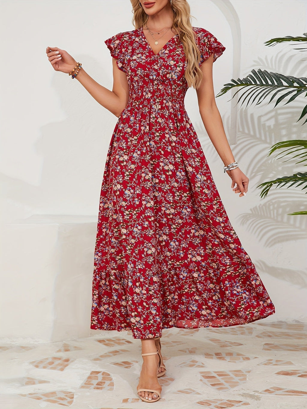 Mihaela – Rochie Florală cu Fante