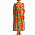 Cătălina – Rochie Artistică Florală cu Tentă Boho-Chic