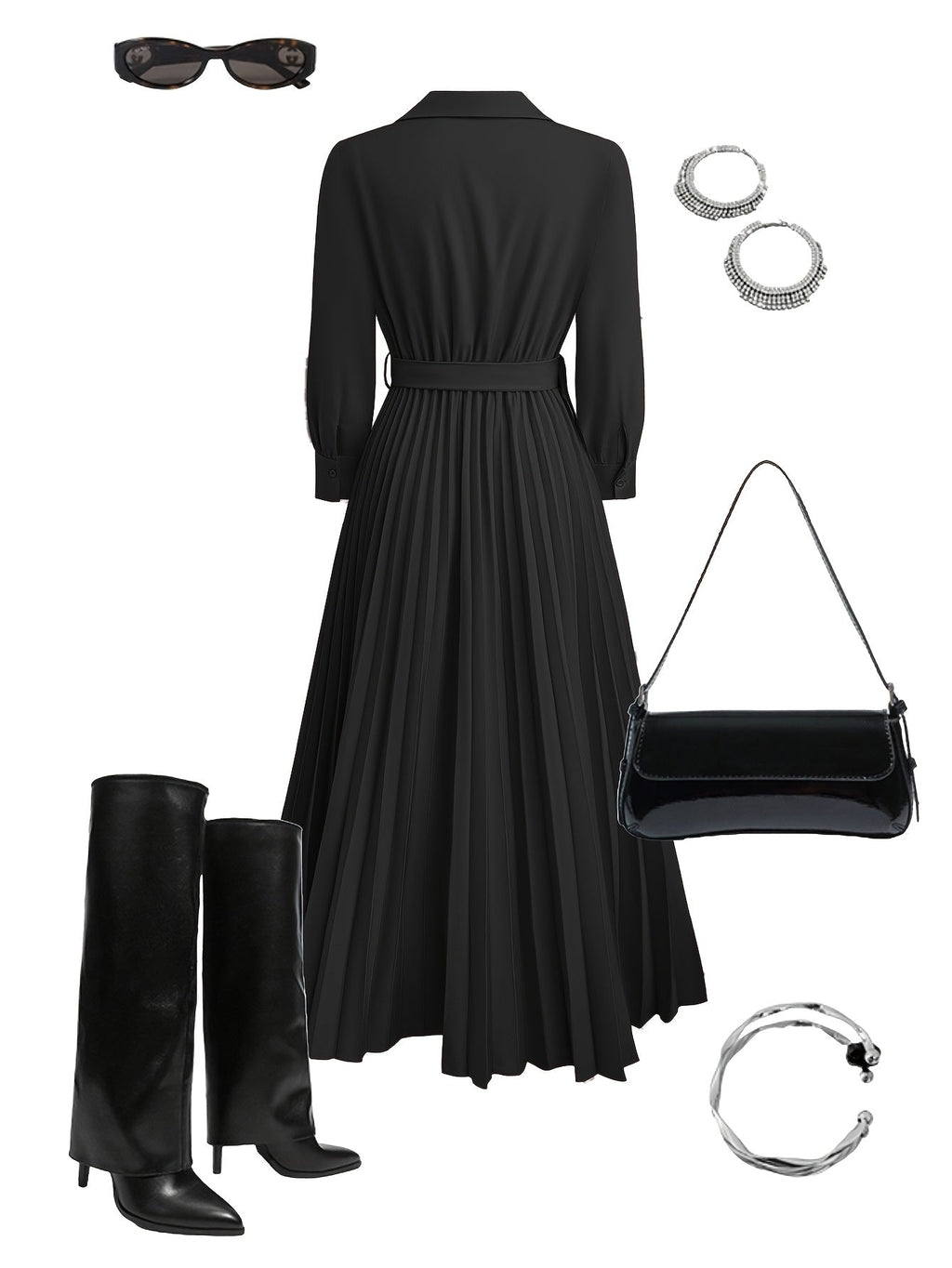 Florentina – Rochie Lungă Plisată cu Curea