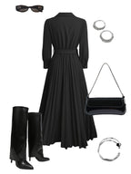 Florentina – Rochie Lungă Plisată cu Curea