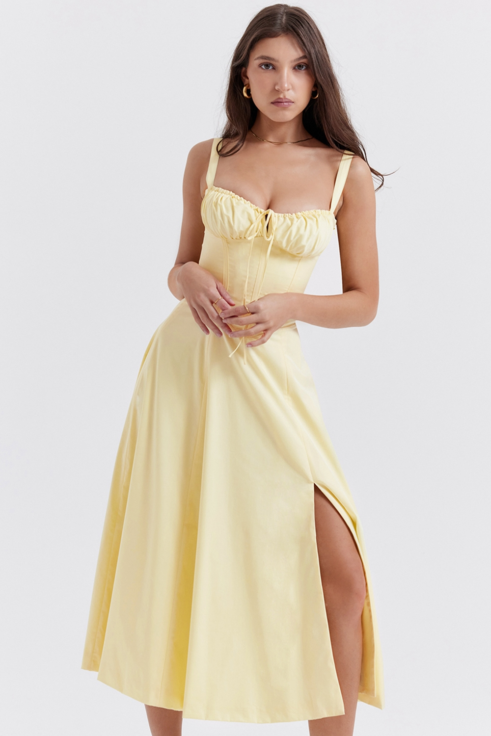 Vivienne – Rochie Midi cu Corset Romantic