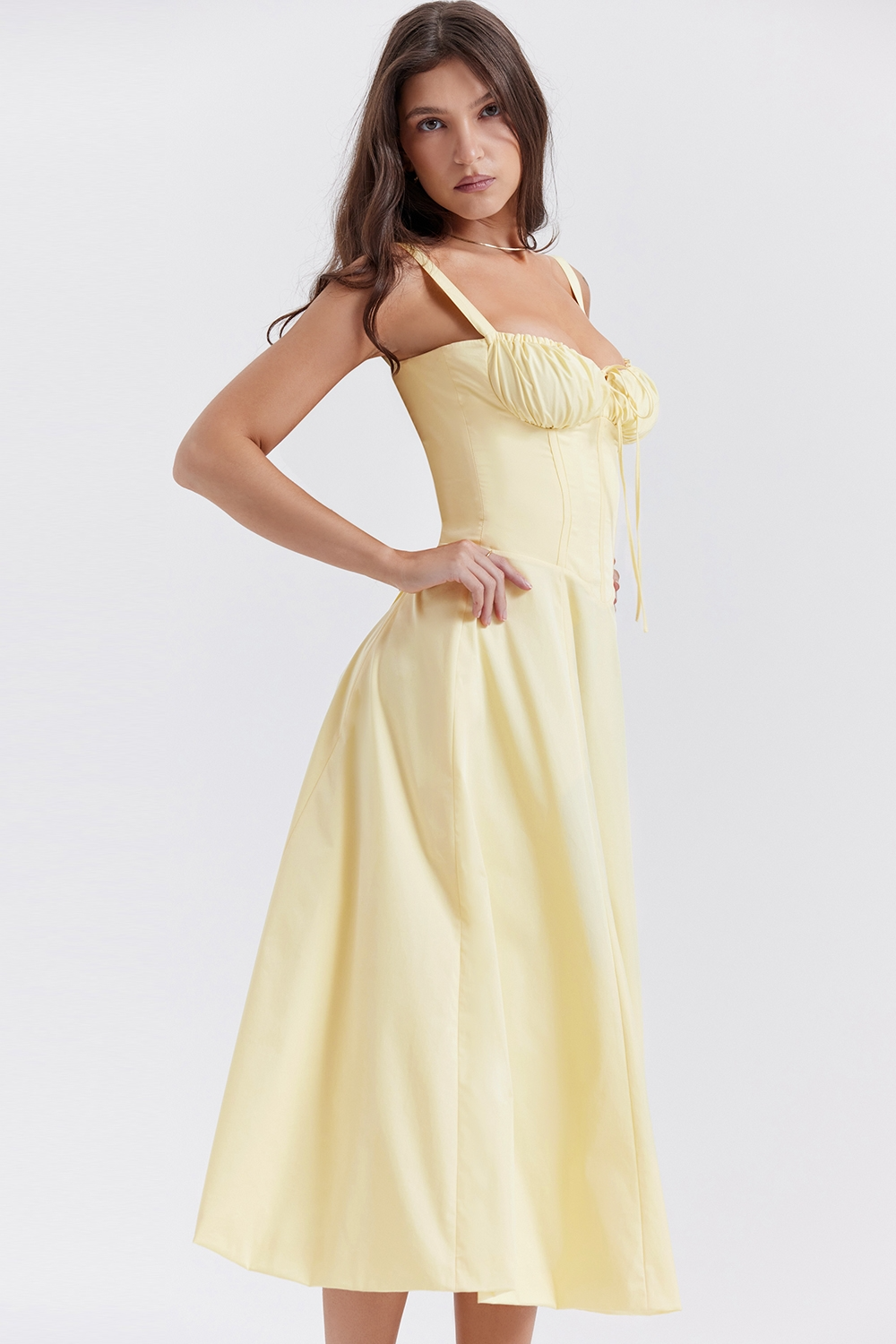 Vivienne – Rochie Midi cu Corset Romantic