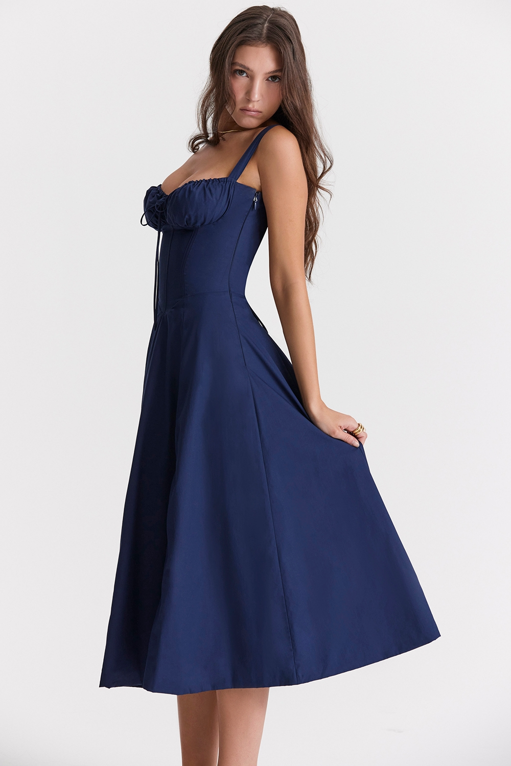 Vivienne – Rochie Midi cu Corset Romantic